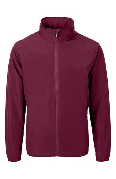 Shop Cutter & Buck Charter Water Resistant Packable Full Zip Recycled Polyester Jacket In Bordeaux