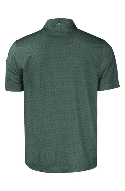 Cutter & Buck Geo Pattern Performance Recycled Polyester Blend Polo In Hunter