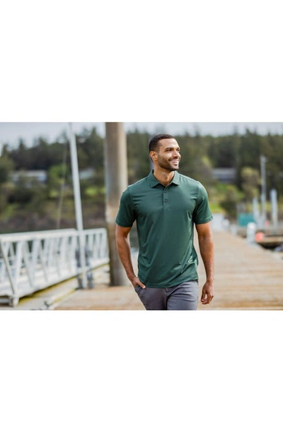 Cutter & Buck Geo Pattern Performance Recycled Polyester Blend Polo In Hunter