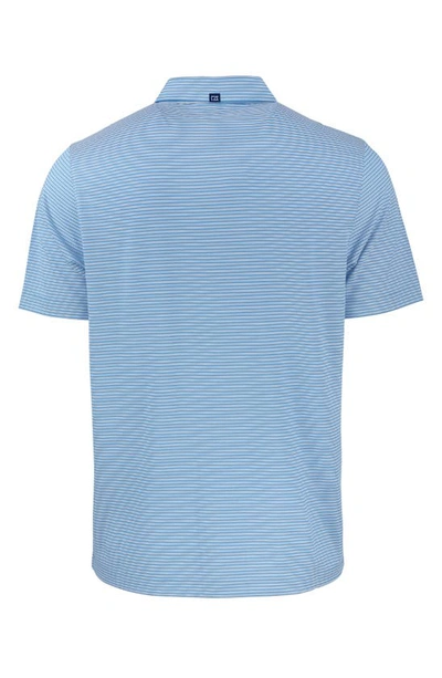 Cutter & Buck Double Stripe Performance Recycled Polyester Polo In Atlas/ White