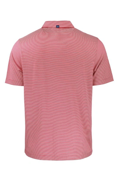 Cutter & Buck Double Stripe Performance Recycled Polyester Polo In Cardinal Red/ White