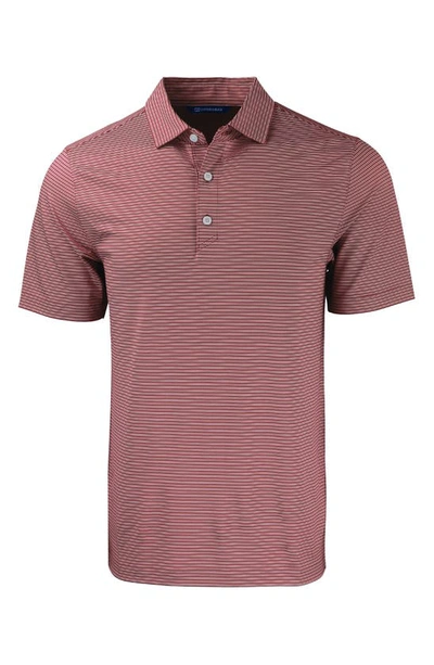 Cutter & Buck Double Stripe Performance Recycled Polyester Polo In Bordeaux/ White