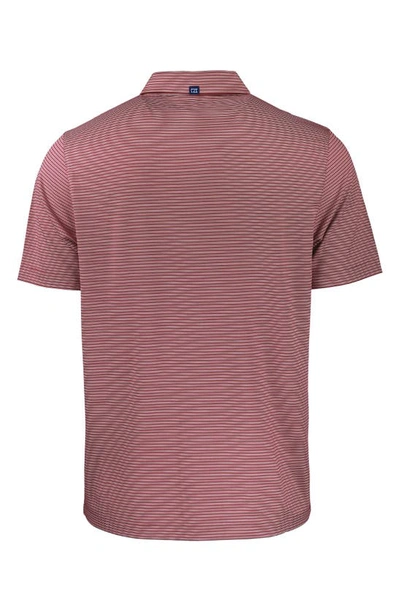 Cutter & Buck Double Stripe Performance Recycled Polyester Polo In Bordeaux/ White