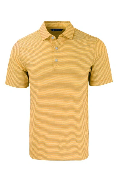Cutter & Buck Double Stripe Performance Recycled Polyester Polo In College Gold/ White
