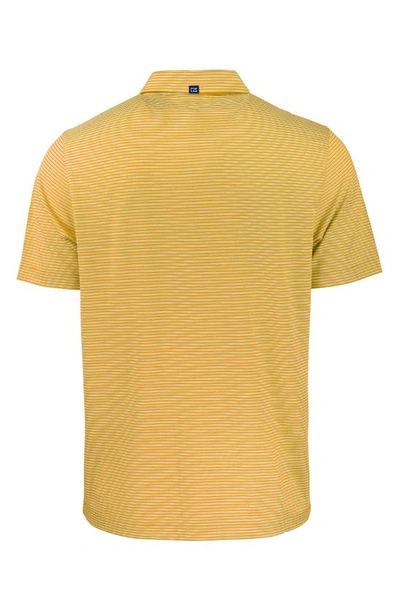 Cutter & Buck Double Stripe Performance Recycled Polyester Polo In College Gold/ White