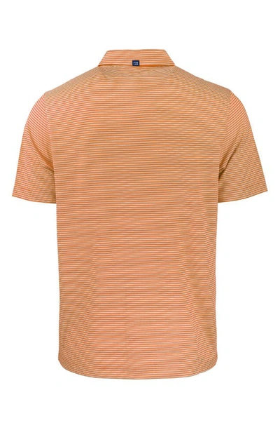 Shop Cutter & Buck Double Stripe Performance Recycled Polyester Polo In College Orange/ White