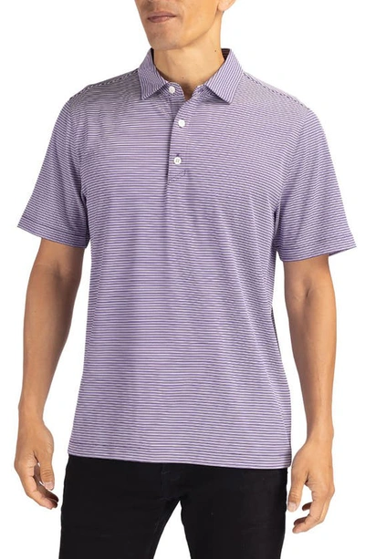 Cutter & Buck Double Stripe Performance Recycled Polyester Polo In College Purple/ White