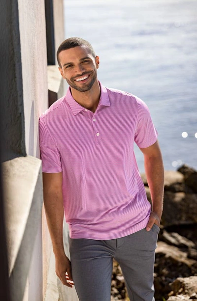Cutter & Buck Double Stripe Performance Recycled Polyester Polo In Gelato/ White
