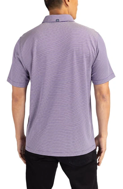 Cutter & Buck Double Stripe Performance Recycled Polyester Polo In College Purple/ White