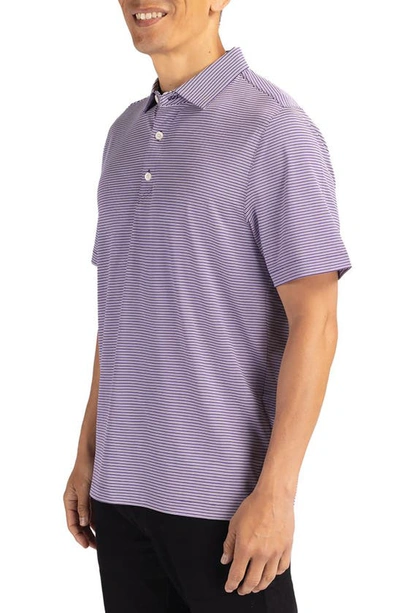 Cutter & Buck Double Stripe Performance Recycled Polyester Polo In College Purple/ White