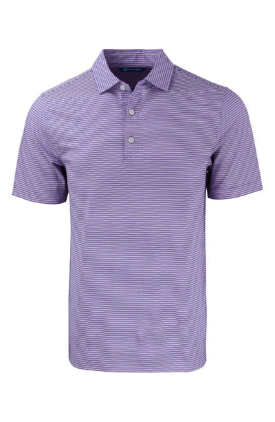 Cutter & Buck Double Stripe Performance Recycled Polyester Polo In College Purple/ White