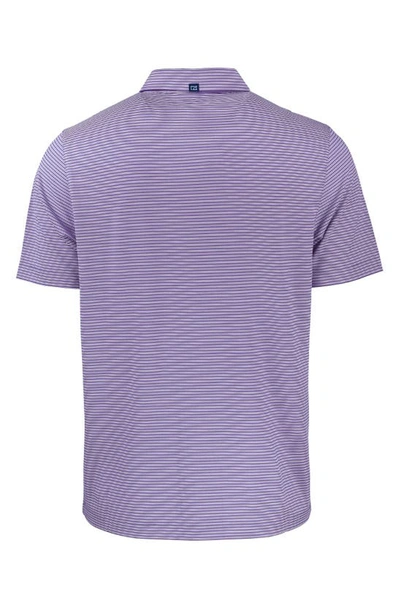 Cutter & Buck Double Stripe Performance Recycled Polyester Polo In College Purple/ White