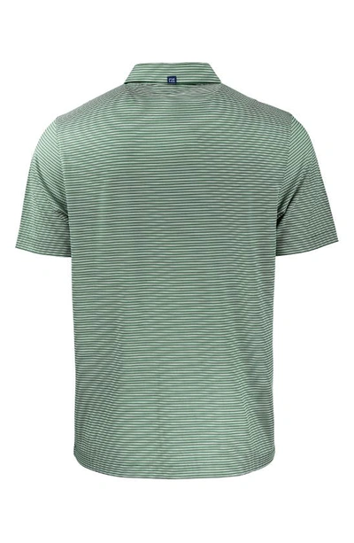 Cutter & Buck Double Stripe Performance Recycled Polyester Polo In Hunter/ White
