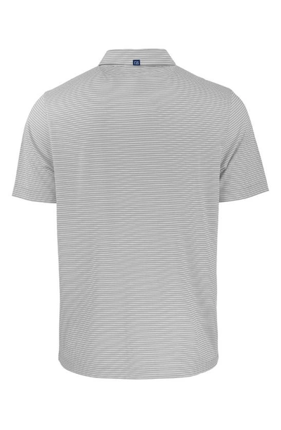 Cutter & Buck Double Stripe Performance Recycled Polyester Polo In Polished/ White