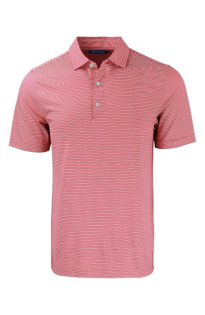 Shop Cutter & Buck Double Stripe Performance Recycled Polyester Polo In Red/ White