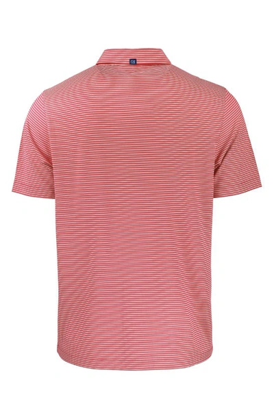Cutter & Buck Double Stripe Performance Recycled Polyester Polo In Red/ White