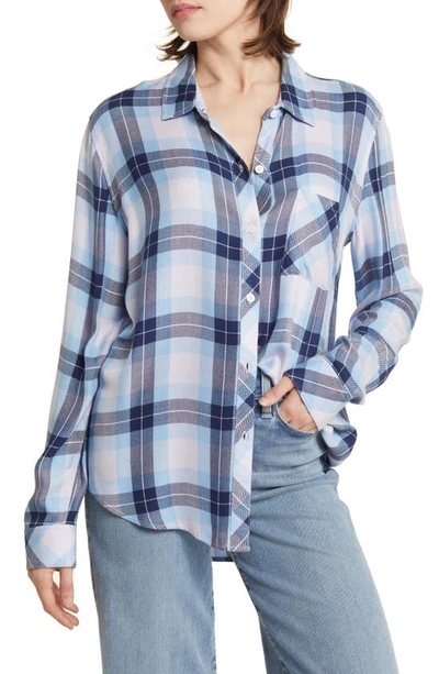 Shop Rails Hunter Plaid Button-up Shirt In Lilac Crystal Navy