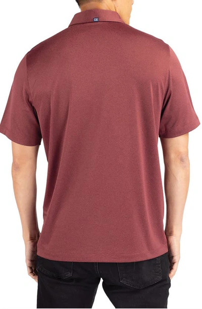 Cutter & Buck Solid Performance Recycled Polyester Polo In Dark Bordeaux Heather