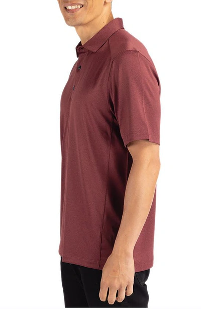 Cutter & Buck Solid Performance Recycled Polyester Polo In Dark Bordeaux Heather