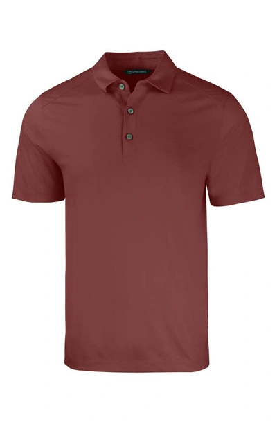Cutter & Buck Solid Performance Recycled Polyester Polo In Dark Bordeaux Heather