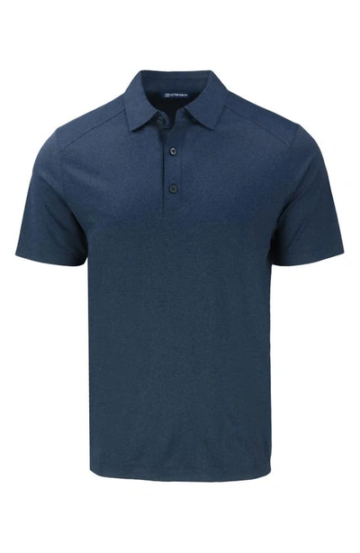 Shop Cutter & Buck Solid Performance Recycled Polyester Polo In Dark Navy Blue Heather