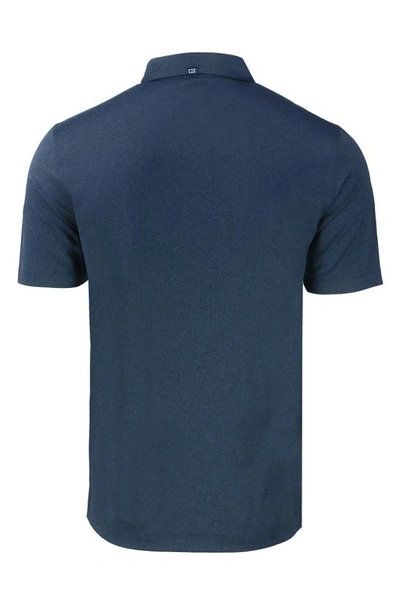 Shop Cutter & Buck Solid Performance Recycled Polyester Polo In Dark Navy Blue Heather