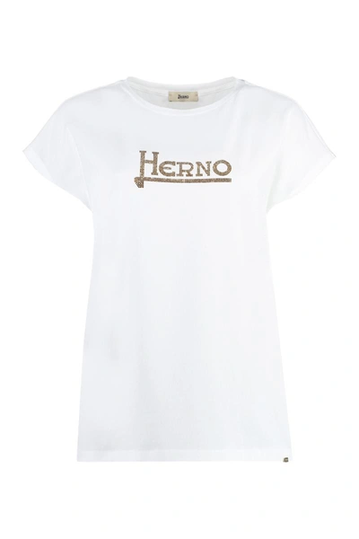 Shop Herno Logo Cotton T-shirt In White