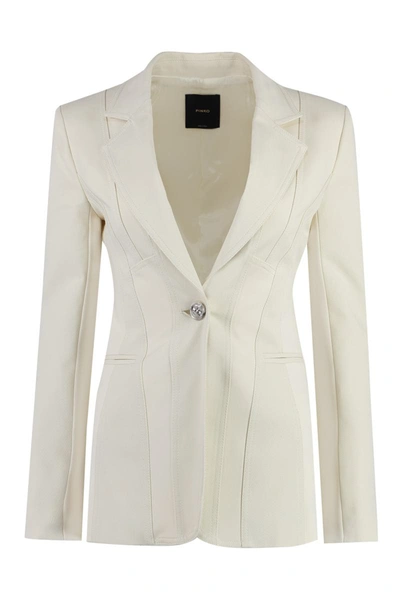 Shop Pinko Eracle Single-breasted One Button Jacket In Ecru