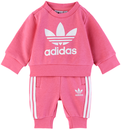 Shop Adidas Originals Baby Pink Adicolor Sweatsuit In Pink Fusion