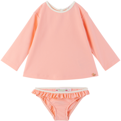 Shop Bonpoint Baby Pink Avita Swim Top & Briefs Set In 035g Saumon