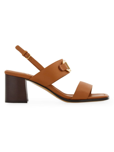 Shop Ferragamo Women's Lou 55mm Leather Slingback Sandals In Tan