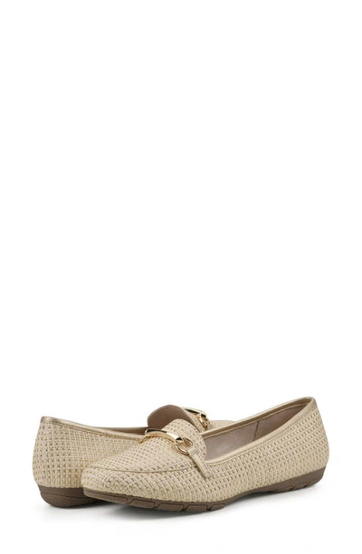 Shop Cliffs By White Mountain Glowing Bit Loafer In Gold/ Ivory/ Raffia