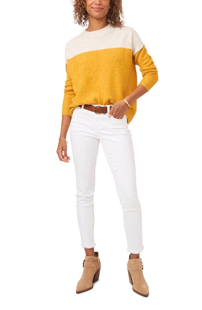 Shop Vince Camuto Extended Shoulder Colorblock Sweater In Amber