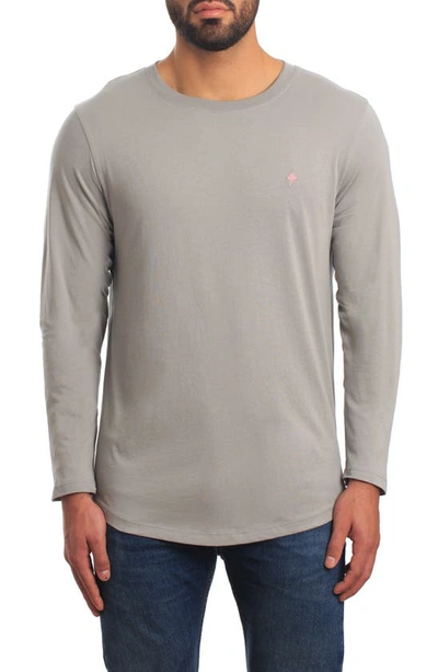 Shop Jared Lang Peruvian Cotton Long Sleeve Crewneck T-shirt In Grey