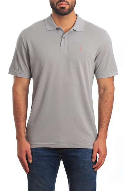 Shop Jared Lang Cotton Knit Polo In Grey