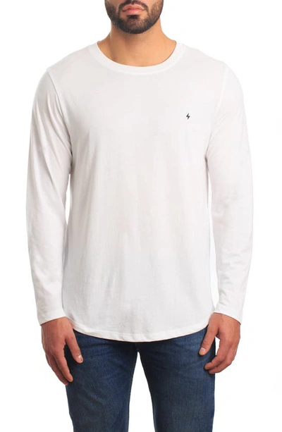 Shop Jared Lang Peruvian Cotton Long Sleeve Crewneck T-shirt In White