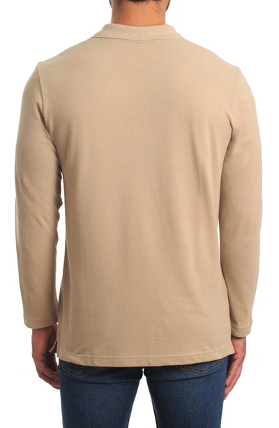 Shop Jared Lang Long Sleeve Cotton Knit Polo In Sand