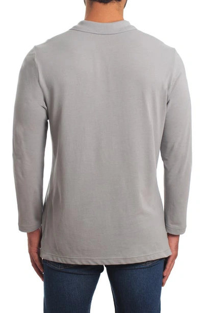 Shop Jared Lang Long Sleeve Cotton Knit Polo In Grey