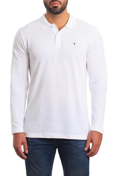 Shop Jared Lang Long Sleeve Cotton Knit Polo In White