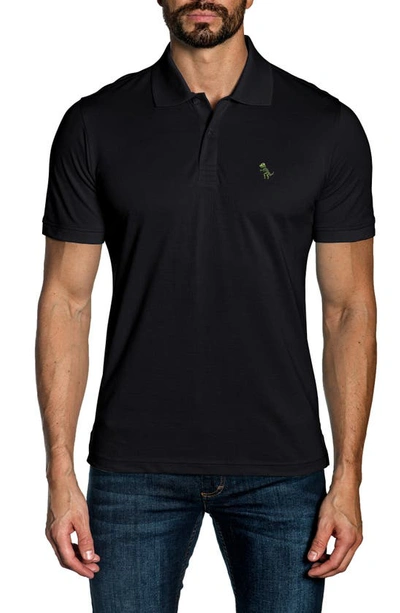 Shop Jared Lang Cotton Knit Polo In Black