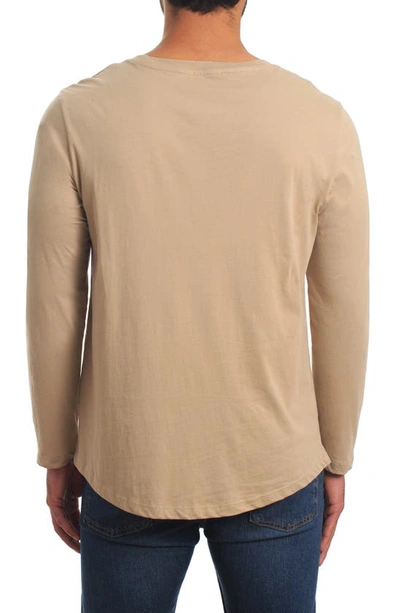 Shop Jared Lang Peruvian Cotton Long Sleeve Crewneck T-shirt In Sand