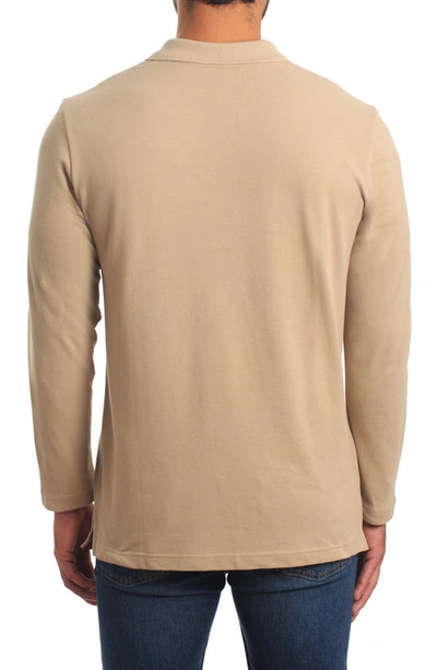 Shop Jared Lang Long Sleeve Cotton Knit Polo In Sand