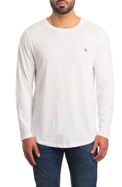 Shop Jared Lang Peruvian Cotton Long Sleeve Crewneck T-shirt In White