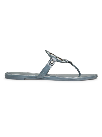 Shop Tory Burch Women's Miller Patent Leather Thong Sandals In Rainwater