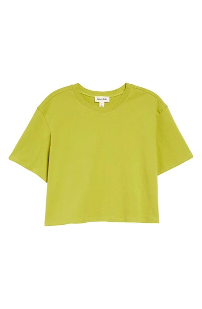 Open Edit Boxy Crop T-shirt In Olive Seed
