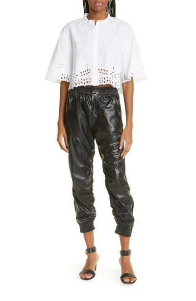 Isabel Marant Étoile Rommy Eyelet Border Cotton & Linen Top In White