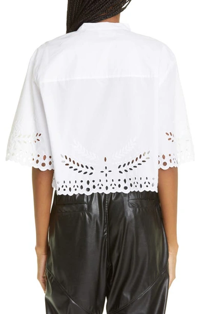 Shop Isabel Marant Étoile Rommy Eyelet Border Cotton & Linen Top In White