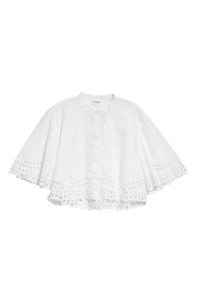 Shop Isabel Marant Étoile Rommy Eyelet Border Cotton & Linen Top In White