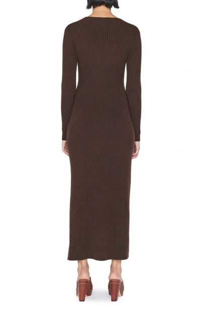 Frame Rib Long Sleeve Cashmere Blend Sweater Dress In Espresso