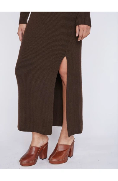 Frame Rib Long Sleeve Cashmere Blend Sweater Dress In Espresso